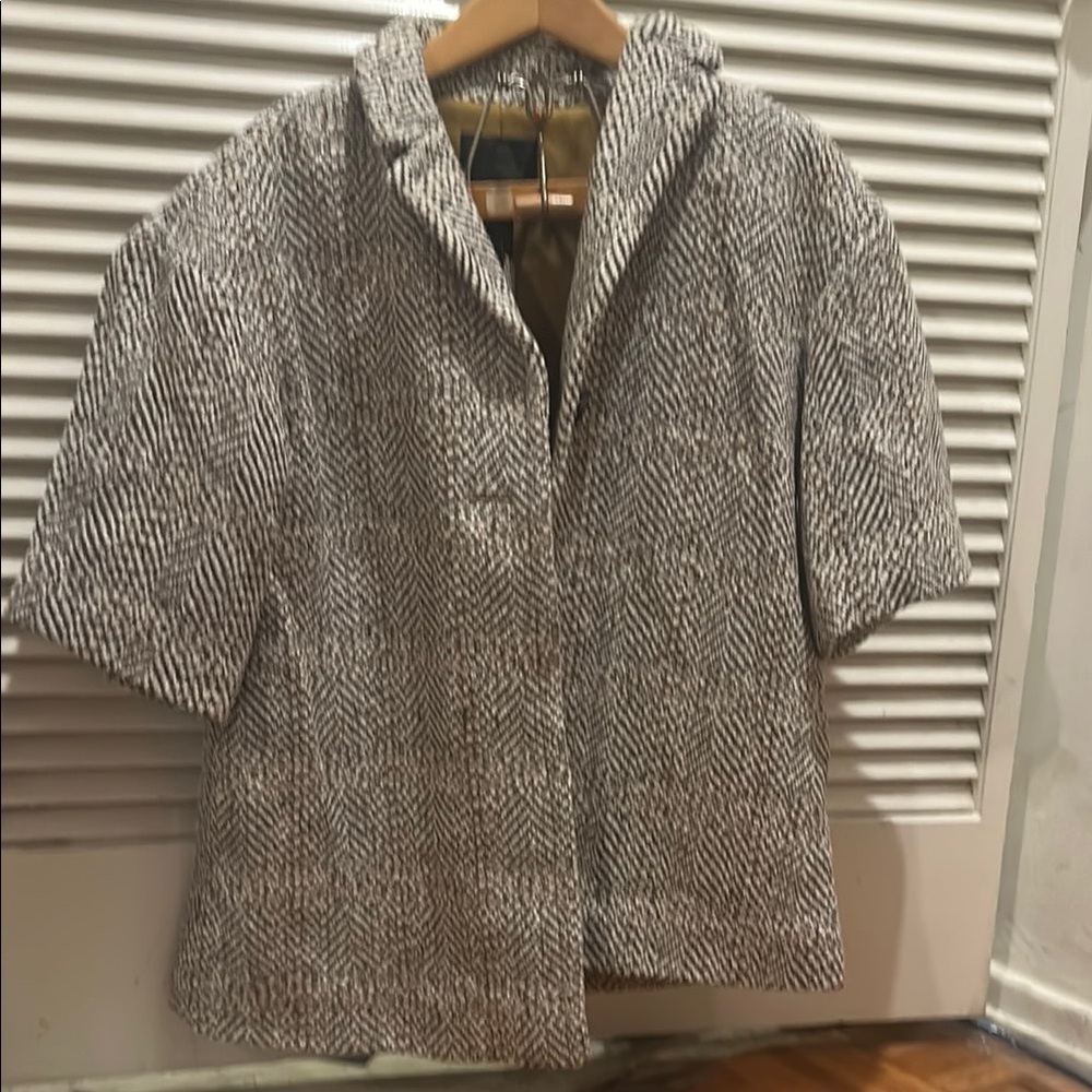 J. Crew Black and White Oversized Textured Short-Sleeve Jacket